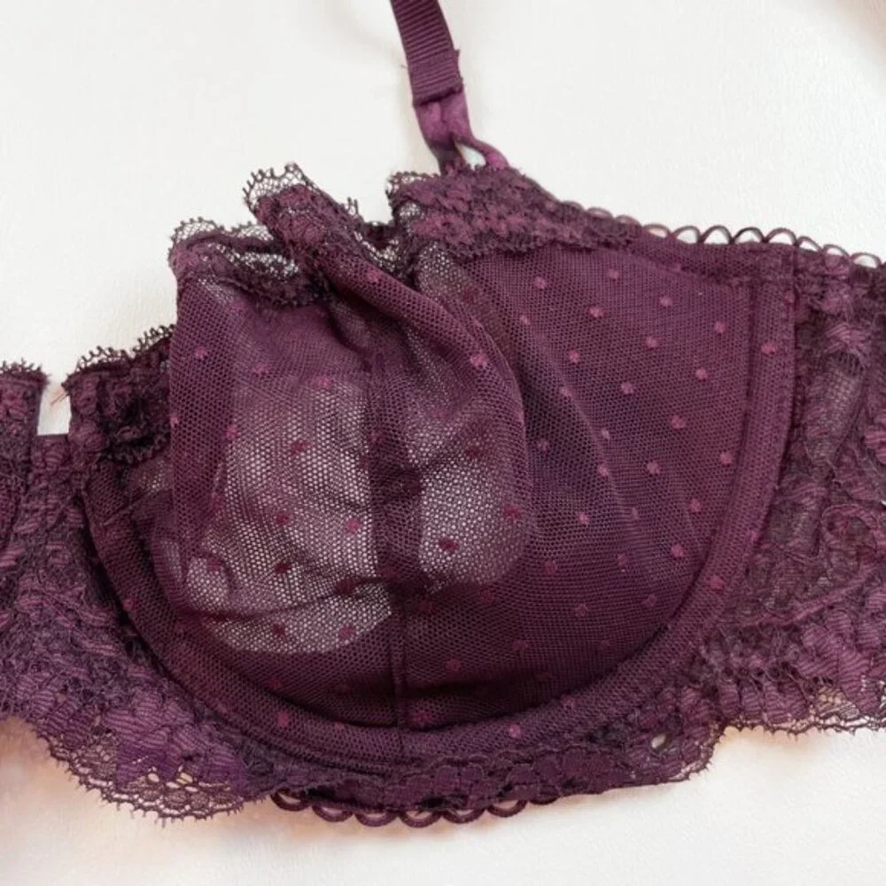 NWOT Victoria's Secret Bra 32DD Dream Angels Push-Up Purple Lace B1379
